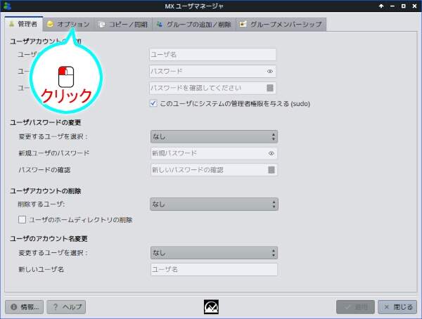 5. オプションタブに切り替える